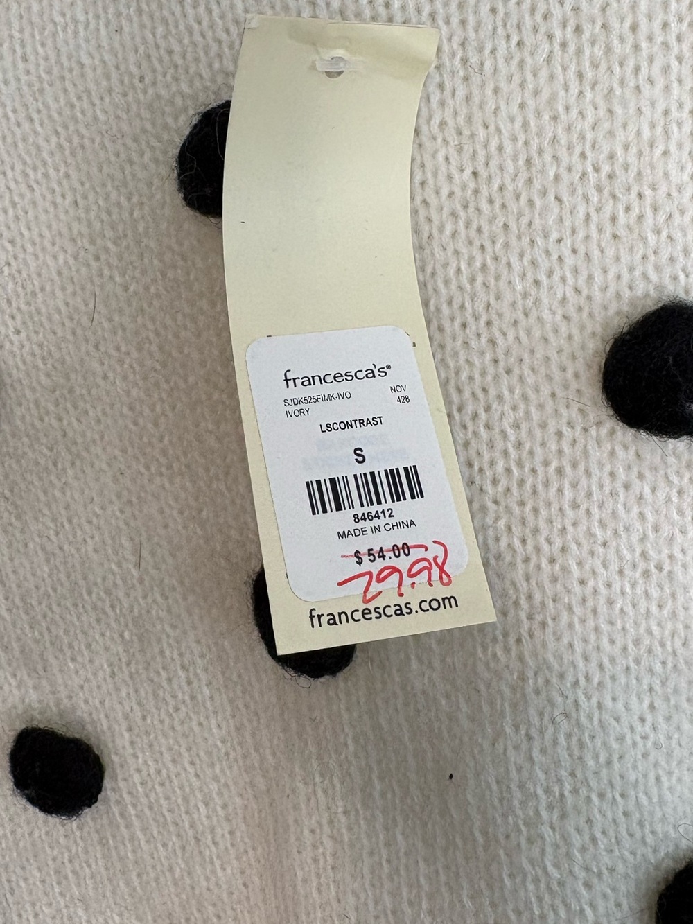 Francesca’s Miami PomPom Sweater NWT - Picture 3 of 7